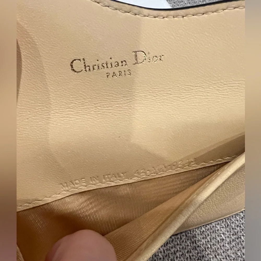 Price firm NEW Dior Beige Saddle Cosmos Zipped Card Holder